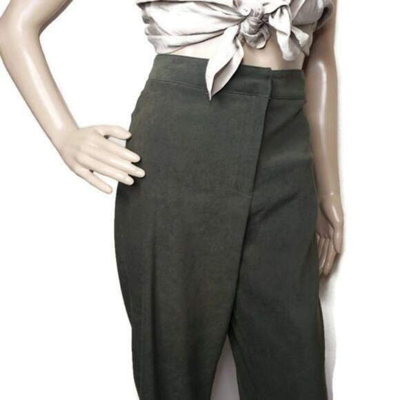 First Option vintage style Womens High-Waisted Trousers Size 6 Olive Green - Picture 3 of 8